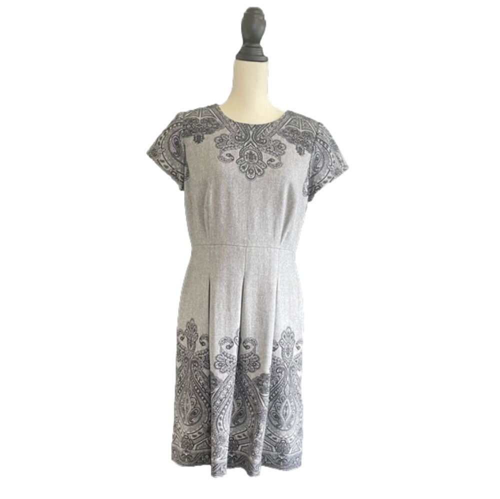 Talbot's Petites Women's Grey Wool Dress with Lining, Size 10P